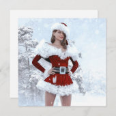 Schöne Weihnachtsfrau über den Winterschnee (Vorne/Hinten)