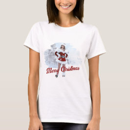 Schöne Weihnachtsfrau über den Winterschnee T-Shirt