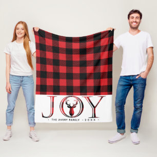 Schöne Weihnachtsfreude Kariert Personalisiert Fleecedecke