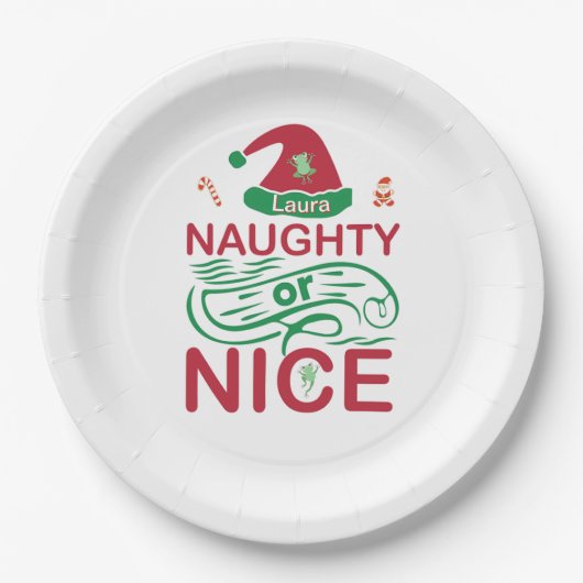 Schöne Weihnachtsfrösche mit Weihnachtsdesign Pappteller (Vorderseite)