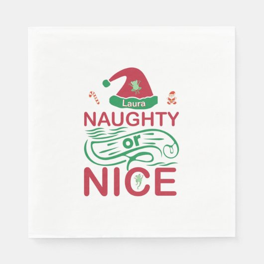 Schöne Weihnachtsfrösche mit Weihnachtsdesign Serviette (Vorderseite)