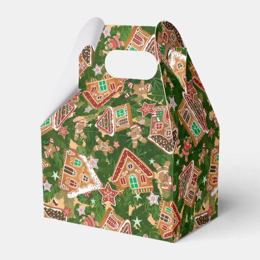 Schöne Weihnachtsgingerbrothäuser Grün Geschenkschachtel (Vorderseite)