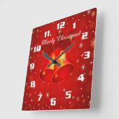 Schöne Weihnachtsglocken Frohe Weihnachten Quadratische Wanduhr (Winkel)