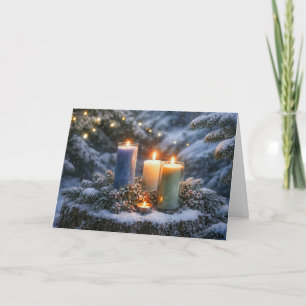 Schöne Weihnachtsgrüße Kerzen im Schnee Karte