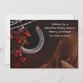 Schöne Weihnachtskarte für Pferde und Hufeisen (Rückseite)