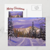 Schöne Weihnachtskarte mit Bergschnee Postkarte (Vorne/Hinten)