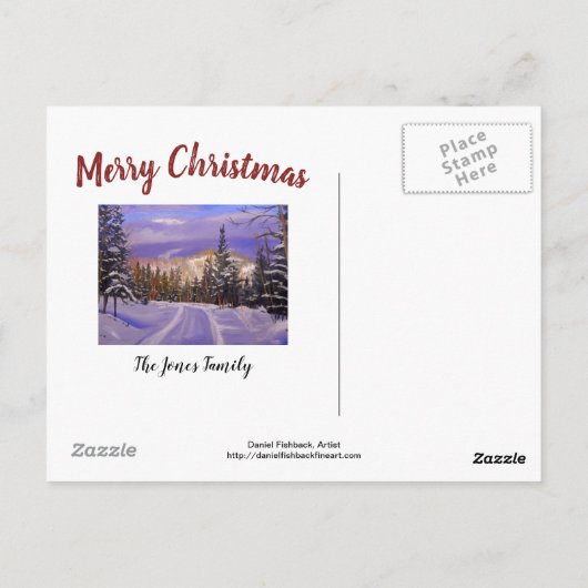 Schöne Weihnachtskarte mit Bergschnee Postkarte (Rückseite)