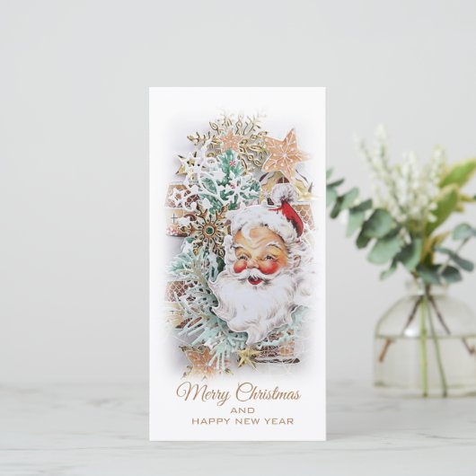 Schöne Weihnachtskarte mit dem Weihnachtsmann (Stehend Vorderseite)