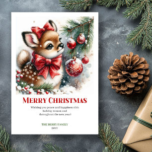 Schöne Weihnachtskarte mit Wasserfarben-Wald und s Feiertagskarte
