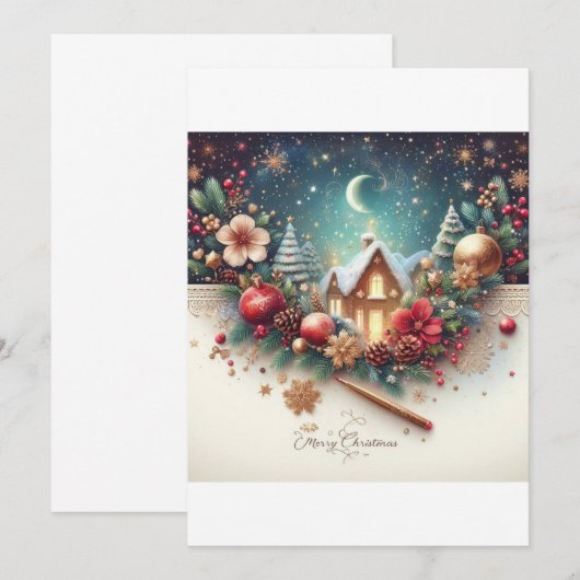 Schöne Weihnachtskarten Einladung (Vorne/Hinten)