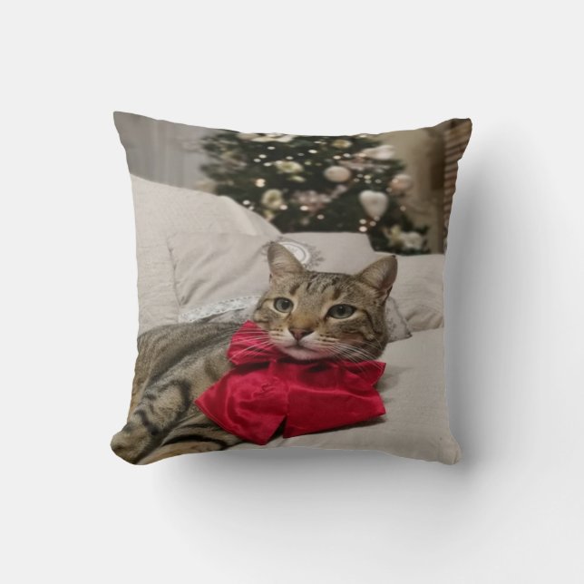 Schöne Weihnachtskatze Kissen (Vorderseite)