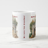 Schöne Weihnachtskerzen am Kamin Holly Wreath Jumbo-Tasse (Vorderseite)