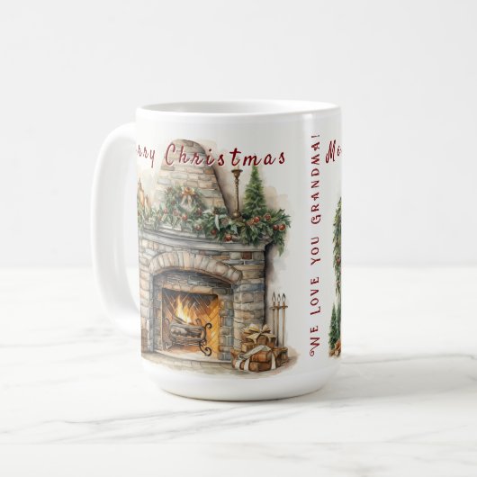 Schöne Weihnachtskerzen am Kamin Holly Wreath Kaffeetasse (Vorderseite Links)