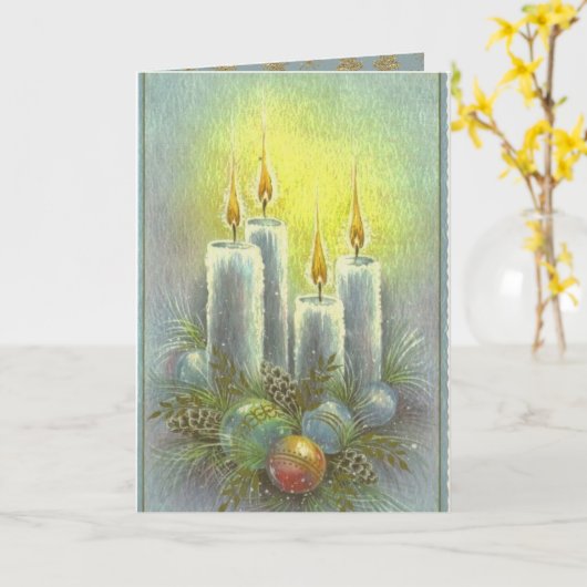 Schöne Weihnachtskerzen Ornamente Karte (Gelbe Blume)