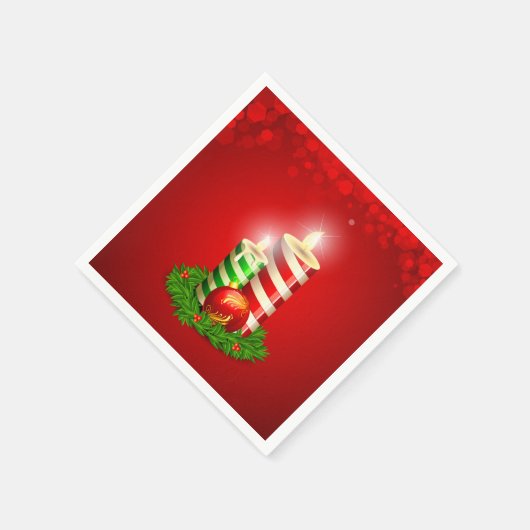 Schöne Weihnachtskerzen & Weihnachtsball Serviette (Ecke)