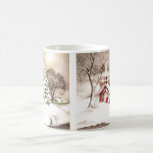 Schöne Weihnachtskirche Vintage Szene Kaffeetasse (Mittel)