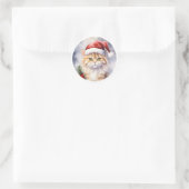 Schöne Weihnachtskiste in Weihnachtsmannmütze Runder Aufkleber (Tasche)
