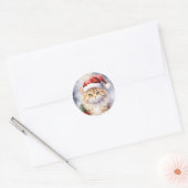 Schöne Weihnachtskiste in Weihnachtsmannmütze Runder Aufkleber (Umschlag)