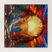 Schöne Weihnachtskrippe aus verkettetem Glas Puzzle (Horizontal)