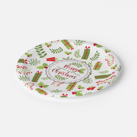 Schöne Weihnachtskripte Pappteller (Schrägansicht)