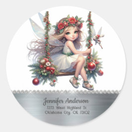 Schöne Weihnachtsküche mit Wasserfarbe Runder Aufkleber