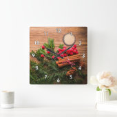 Schöne Weihnachtslandschaft Quadratische Wanduhr (Zuhause)