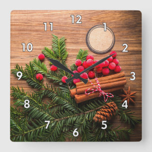 Schöne Weihnachtslandschaft Quadratische Wanduhr