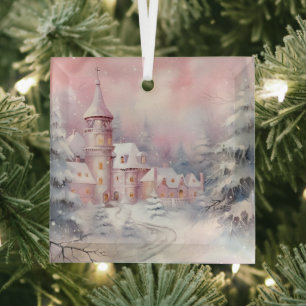 Schöne Weihnachtslandschaften in Pink Ornament Aus Glas