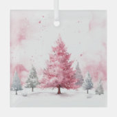 Schöne Weihnachtslandschaften in Pink Ornament Aus Glas (Vorderseite)