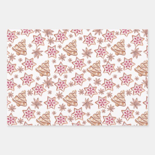 Schöne Weihnachtsmuster in Wasserfarbe Geschenkpapier Set (Vorderseite)