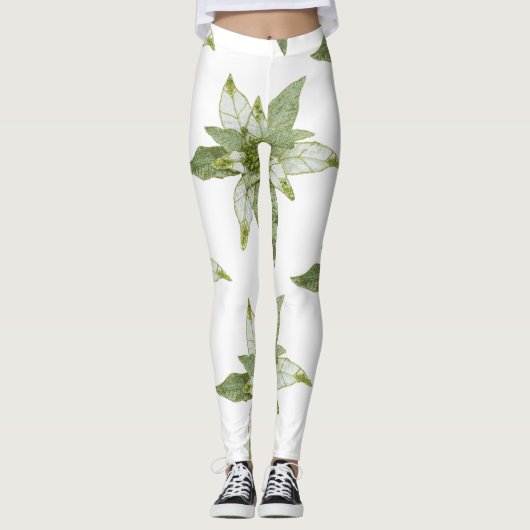Schöne Weihnachtspoinsettias Leggings (Vorderseite)