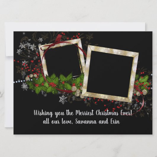 Schöne Weihnachtsrahmen 2 Fotos mit Letter (Vorderseite)