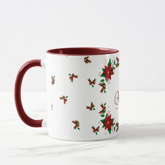 Schöne Weihnachtsroter Blume personalisierte Mug Tasse (Links)
