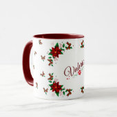 Schöne Weihnachtsroter Blume personalisierte Mug Tasse (Vorderseite Links)