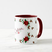 Schöne Weihnachtsroter Blume personalisierte Mug Tasse (VorderseiteRechts)