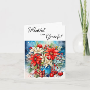 Schöne Weihnachtsstern-Pflanze und Geschenke Grußk Karte