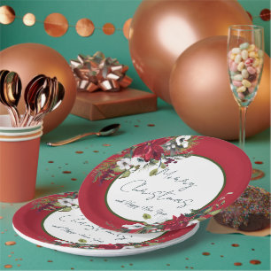 Schöne Weihnachtsstern-Rahmen-Weihnachtsfeiertage Pappteller