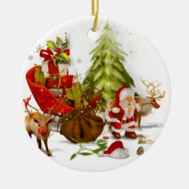 Schöne Weihnachtsszene Keramik Ornament