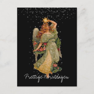 Schöne Weihnachtstage Vintage Engel Sterne Nachthi Postkarte