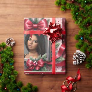 Schöne Weihnachtsverpackung mit Foto Geschenkpapier
