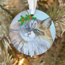 Schöne Weihnachtswald Cat Holly Ce