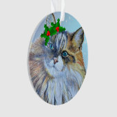 Schöne Weihnachtswald Cat Holly Ce Ornament (Vorderseite)