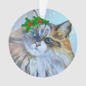 Schöne Weihnachtswald Cat Holly Ce Ornament (Vorderseite)