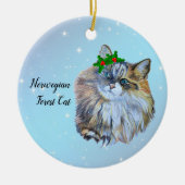 Schöne Weihnachtswaldkatze Holly Keramik Ornament (Vorne)