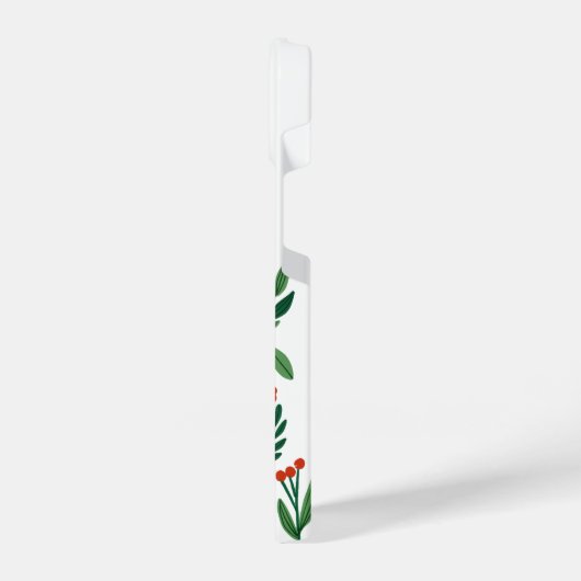 Schöne Weihnachtszeit Botanisch Holly Berry Monogr iPhone Hülle (Linke Seite)