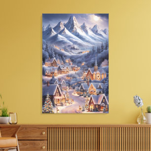 Schöne Weihnachtszeit Winter Wonderland Grußkarte  Leinwanddruck