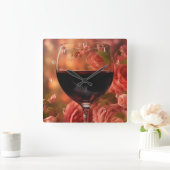 Schöne Weine und Rose Kunst, Dichtung und Musik Quadratische Wanduhr (Zuhause)