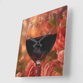 Schöne Weine und Rose Kunst, Dichtung und Musik Quadratische Wanduhr (Winkel)