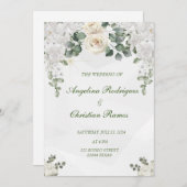 Schöne weise Rosen Hochzeitseinladung Karte (Vorne/Hinten)