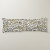 Schöne Weiß und Gold 3D Flora Seitenschläferkissen (Rückseite)